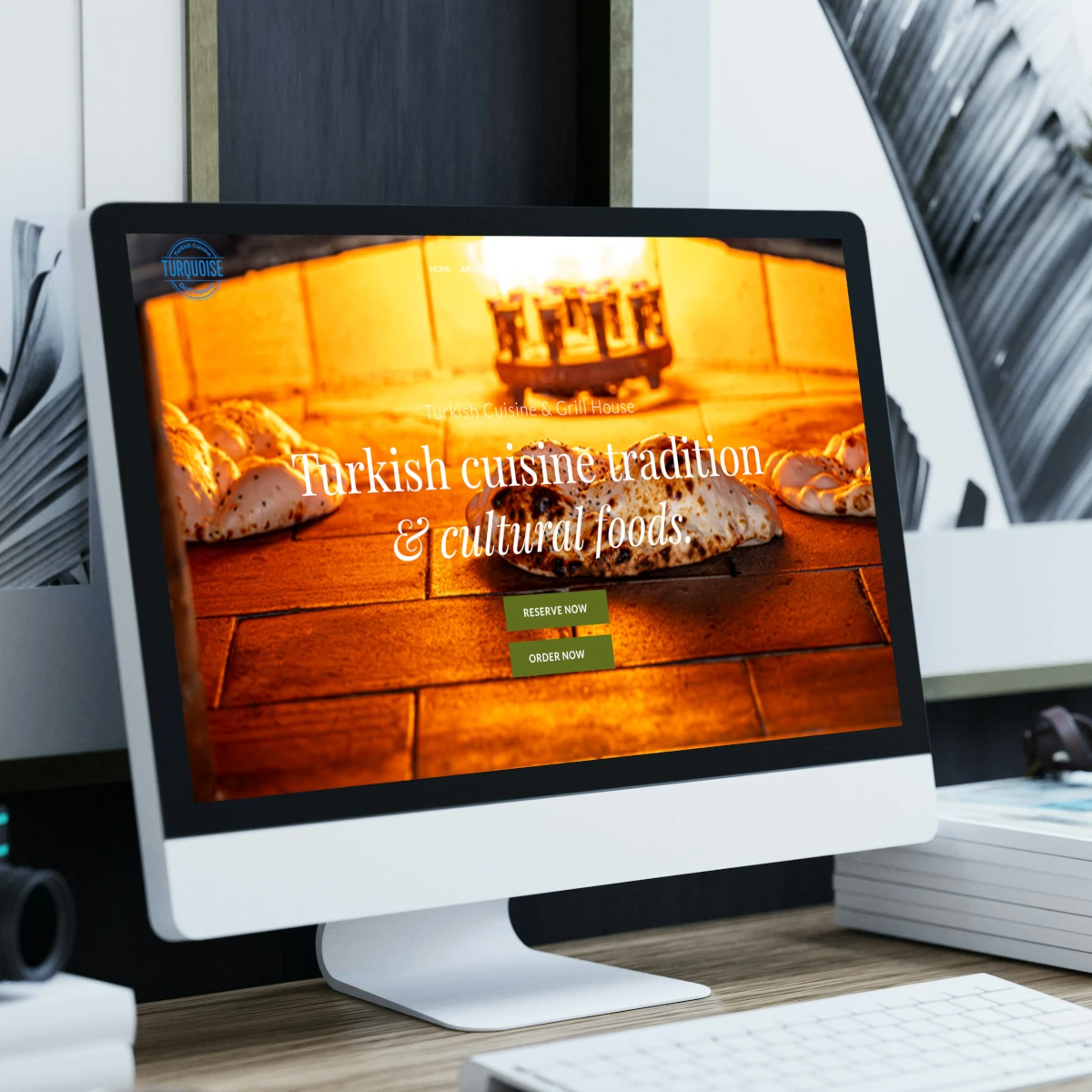Turquoise Grill House’s web page open in a desktop computer.