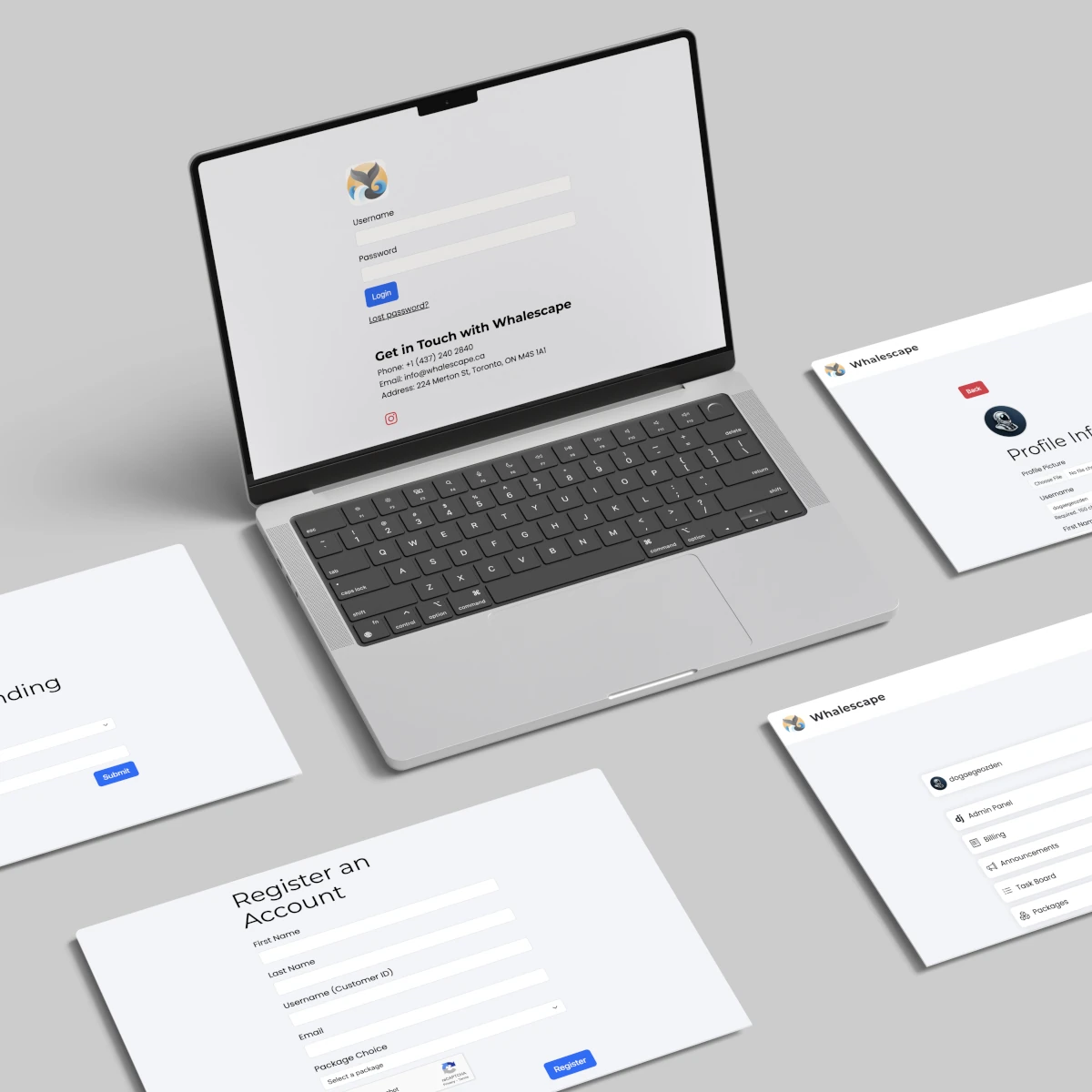 The Business Manager’s graphical user interface on a laptop.
