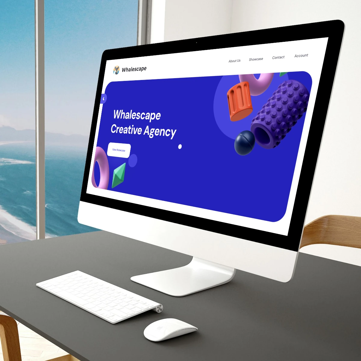 Whalescape’s web page open in a desktop computer.