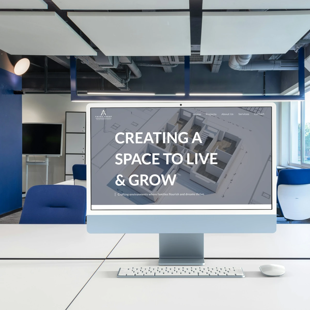 Yaves Group’s web page open in a desktop computer.