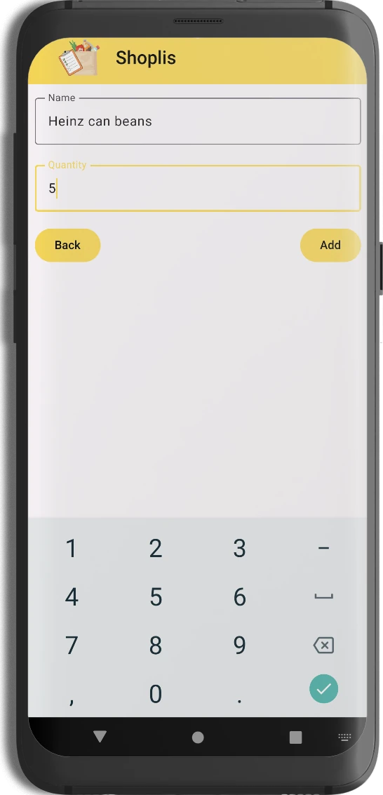 A user is updating an item from their shopping list.
