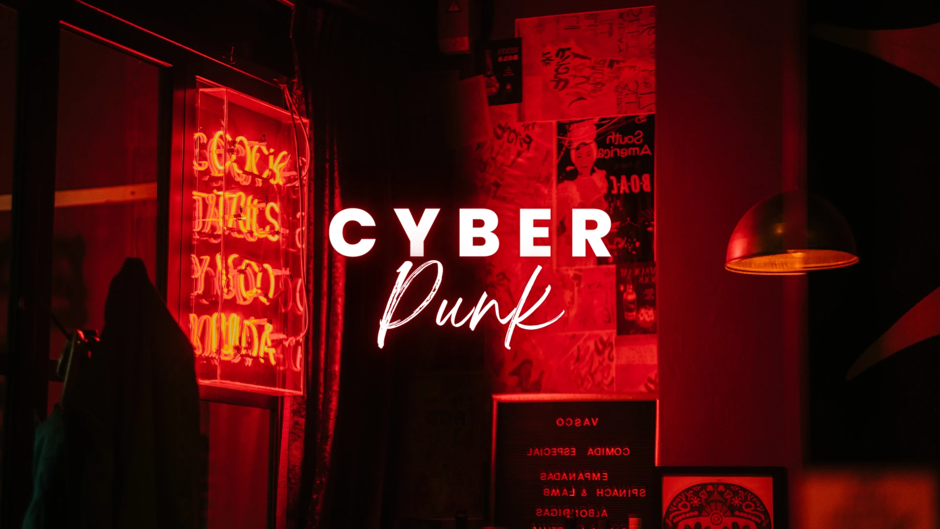 A hub image with the header 'CYBER Punk' written in its center, highlighted in neon white color.